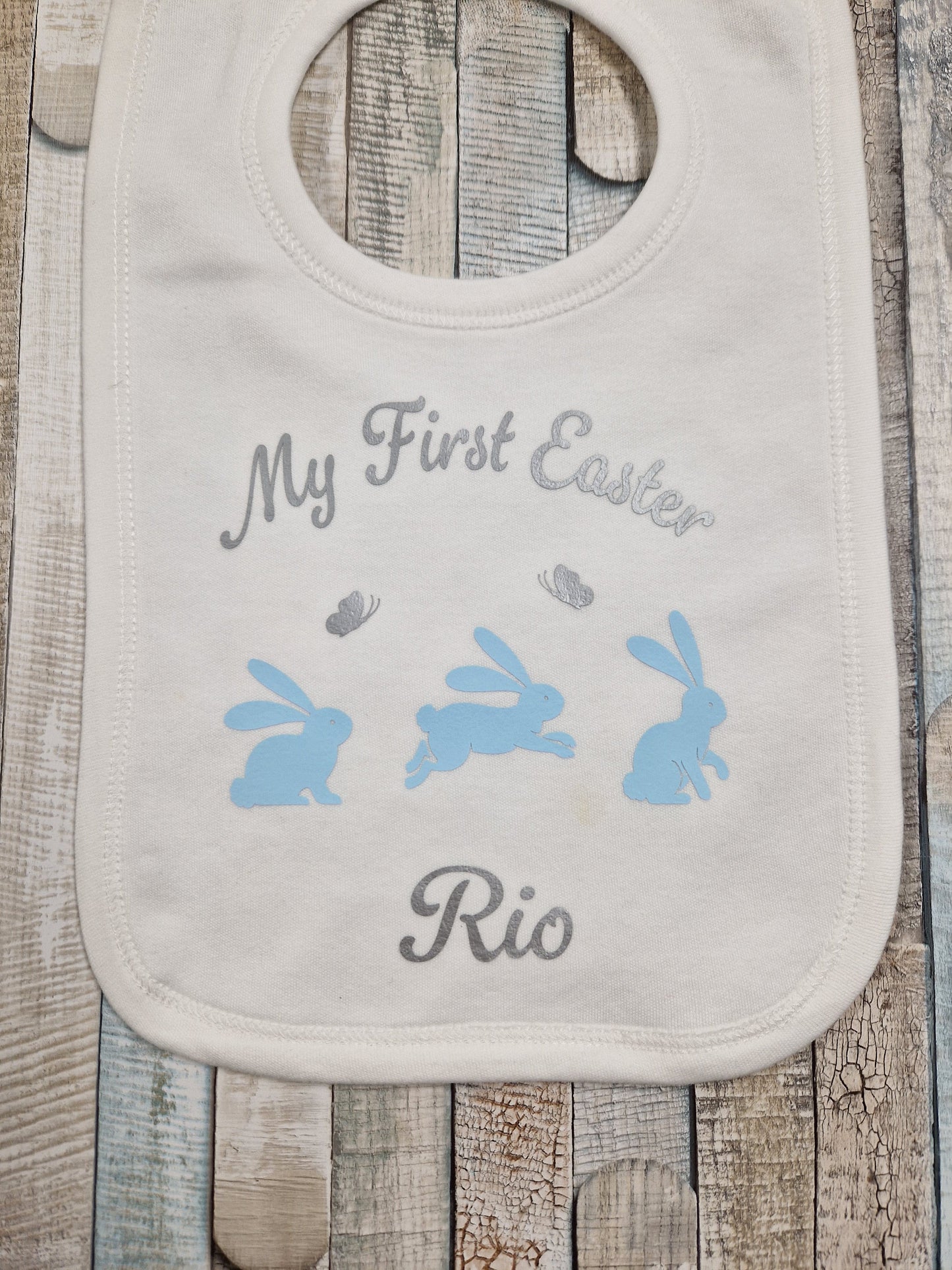 Baby Boys Printed Personalised My First Easter Bunny Bib