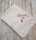 Personalised White Baby Dimple Wrap / Blanket With Pink Piglet