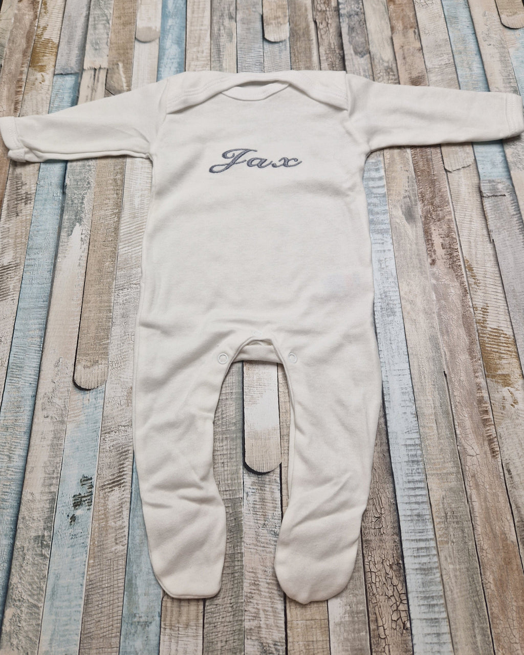 Personalised White Long Sleeved Newborn Babygro