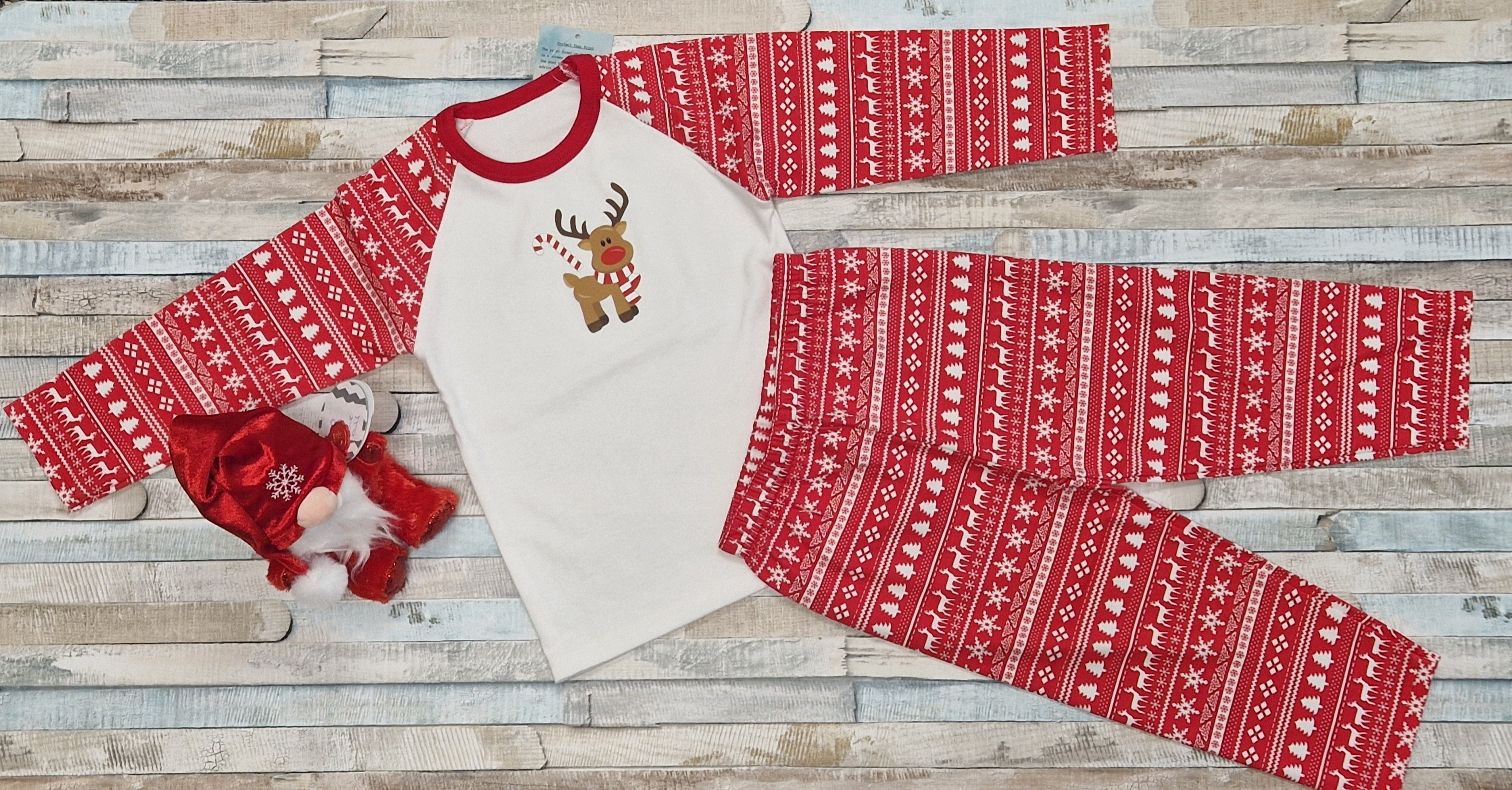Personalised Red And White Christmas Pyjamas