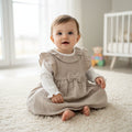 Baby Girls Beige And White 2 Piece Dress Set