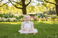 Baby Girls Cream Floral Smocked Dress with White Collar