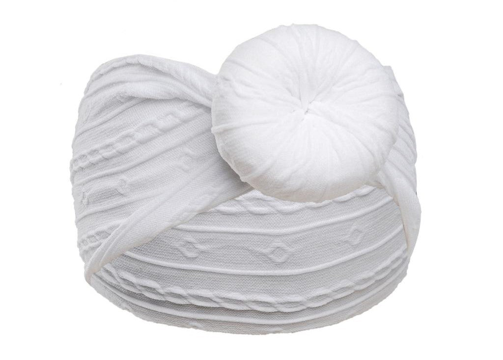 Baby Girls White Cable Headband With Turban Knot