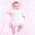 Baby Girls White Pearl Flower Matinee Cardigan