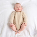 Unisex Baby Beige Long Sleeved Knitted Romper