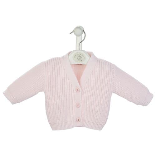 Baby Girls Pink Hello World Ribbed V Neck Cardigan