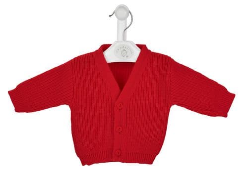 Personalised Unisex Baby Red Knitted V Neck Cardigan