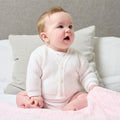 Unisex Baby White Ribbed V Neck Cardigan