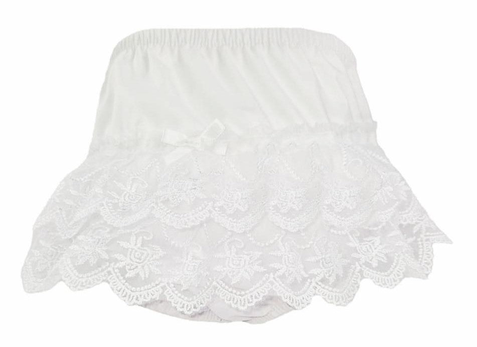 Nana's Special Buys Baby Girls White Floral Lace Frilly Pants