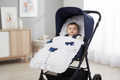 Unisex Baby Plain White And Navy Satin Bow Universal  Pushchair Cosytoes/Footmuff