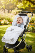 Unisex Baby White And Grey 3 Satin Bow Universal Footmuff