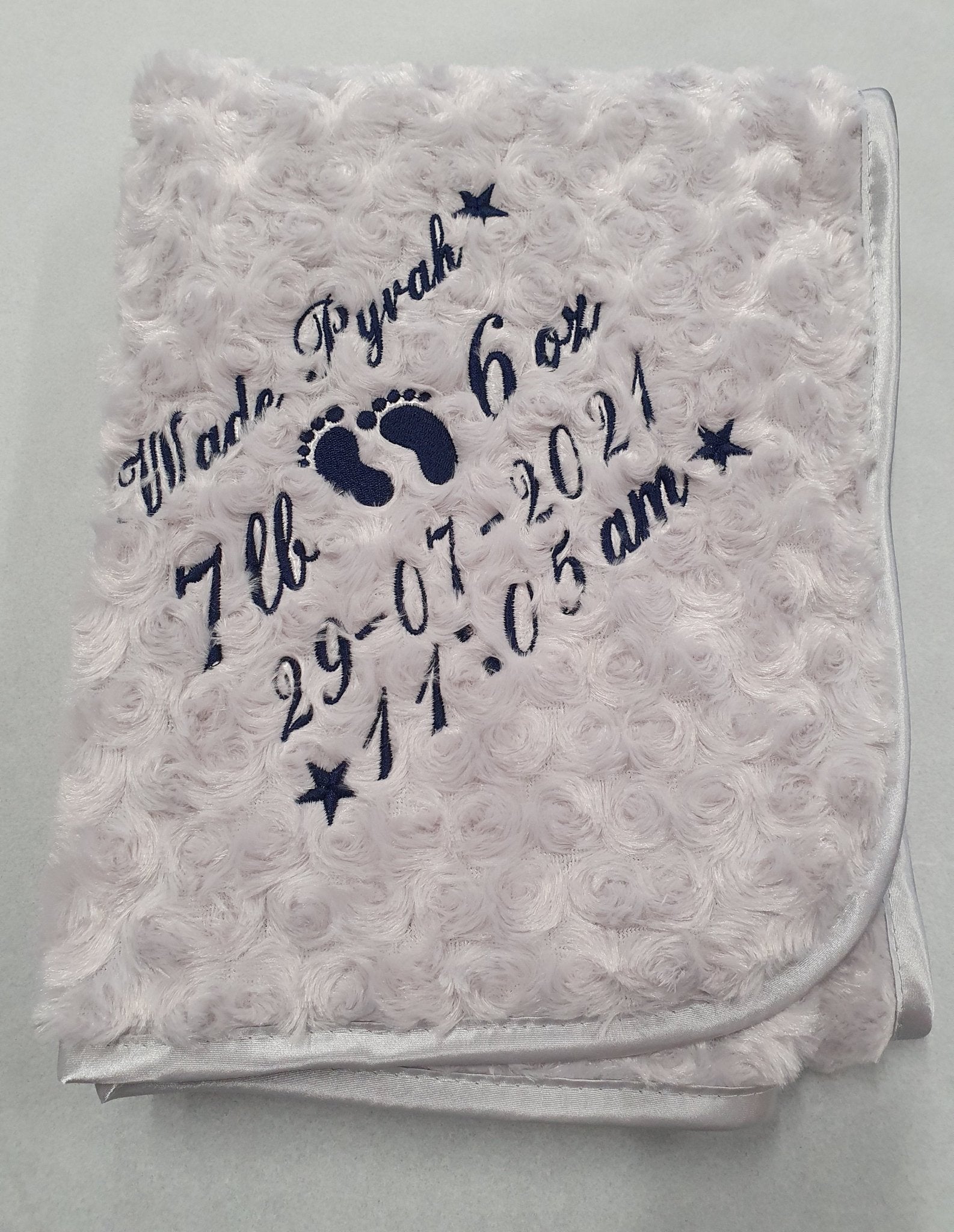 Personalised Baby Name, Time, Date Of Birth & Weight "Soft Rose" Wrap
