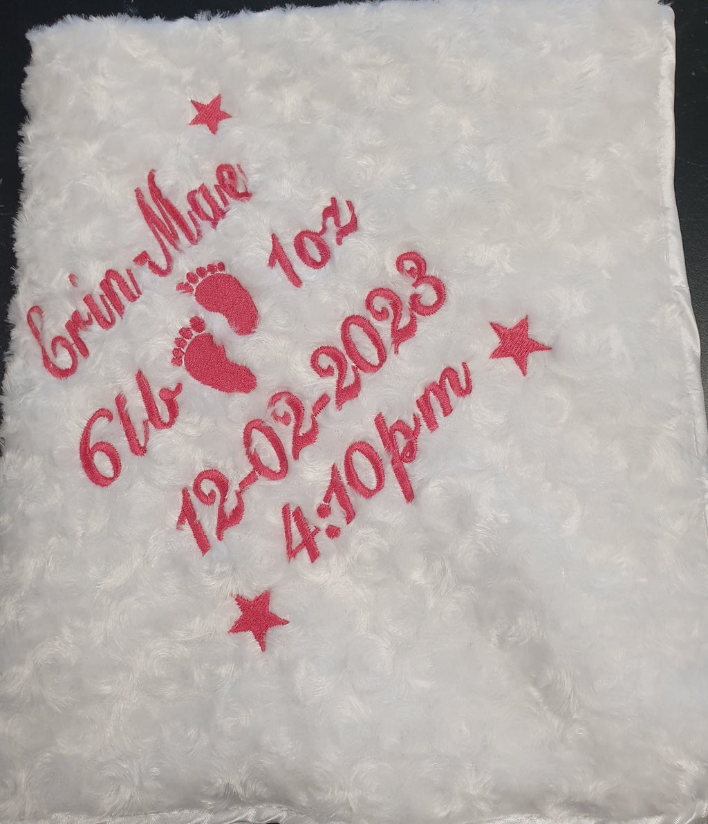 Personalised Baby Name, Time, Date Of Birth & Weight "Soft Rose" Wrap