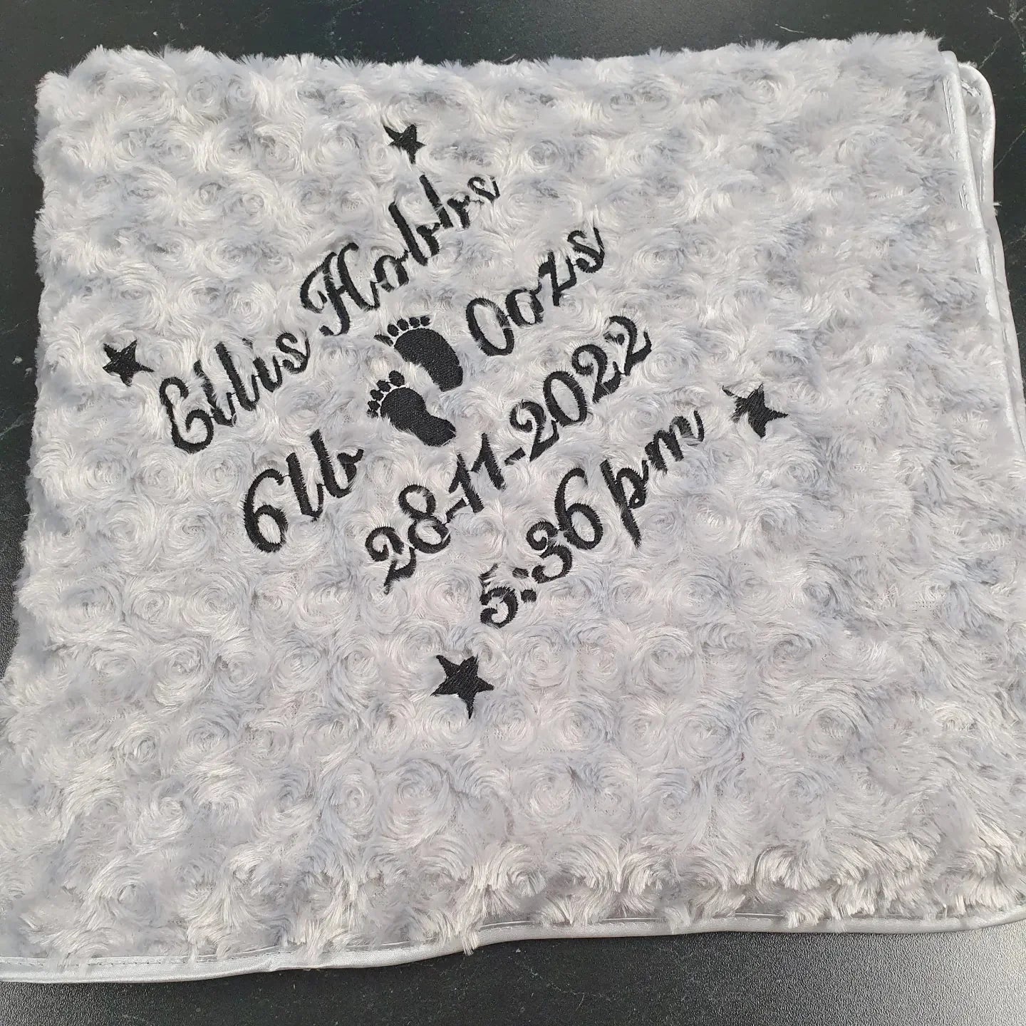 Personalised Baby Name, Time, Date Of Birth & Weight "Soft Rose" Wrap