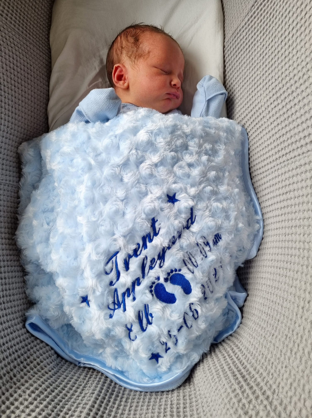 Personalised Baby Name, Time, Date Of Birth & Weight "Soft Rose" Wrap
