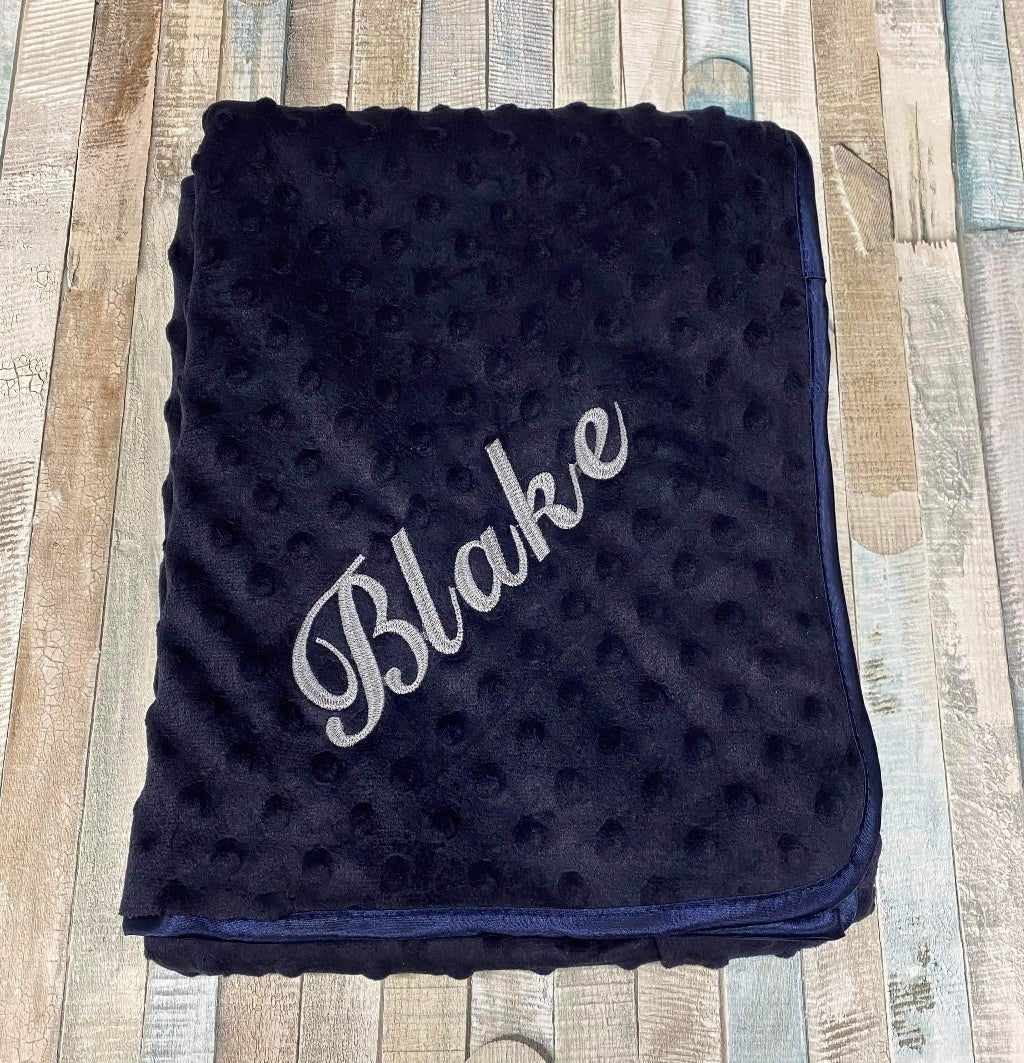 Personalised Navy Dimple Baby Wrap/Blanket