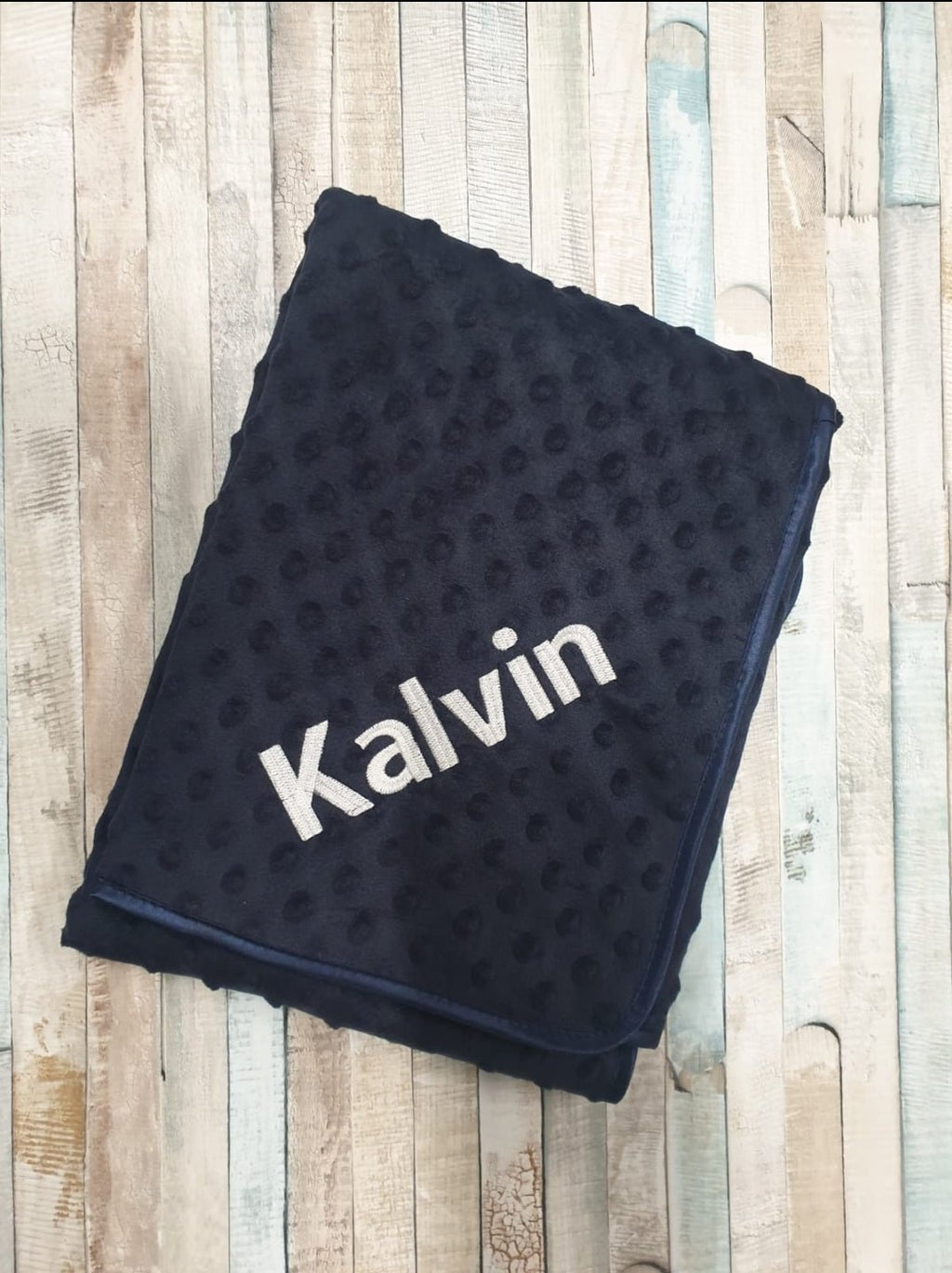 Personalised Navy Dimple Baby Wrap/Blanket