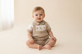 Baby Boys Beige Dinosaur Dungaree 2 Piece Short Set