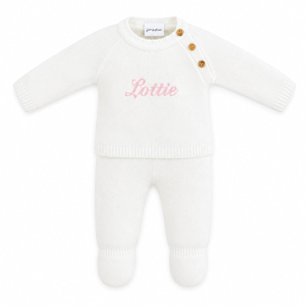 Baby Unisex White Personalised 2 Piece Set