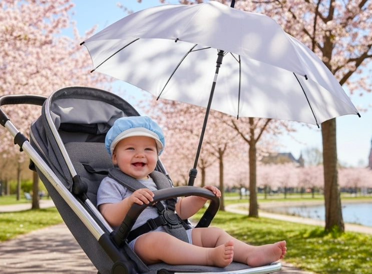 Baby Boys Blue And White  Baker Boy Style Sun Cap