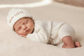 Unisex Baby White Knitted Hello World Romper And Beanie Hat