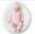 Baby Girls Pink Knitted All in One With Bobble Hat