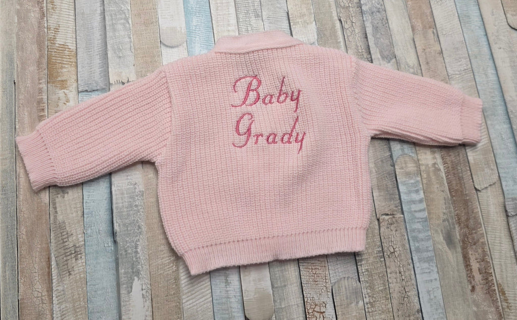 Baby Girls Pink Personalised Baby And Name V Neck Cardigan