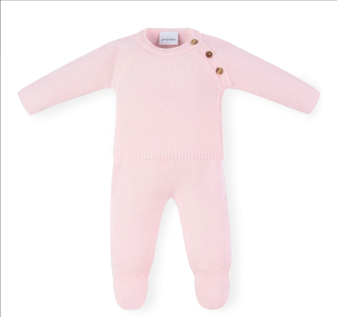 Baby Girls Pink Knitted Personalised 2 Piece Set