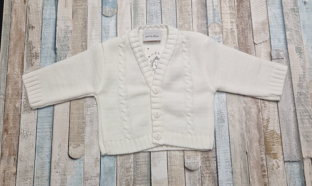 Personalised Baby White Cable  V Neck Cardigan