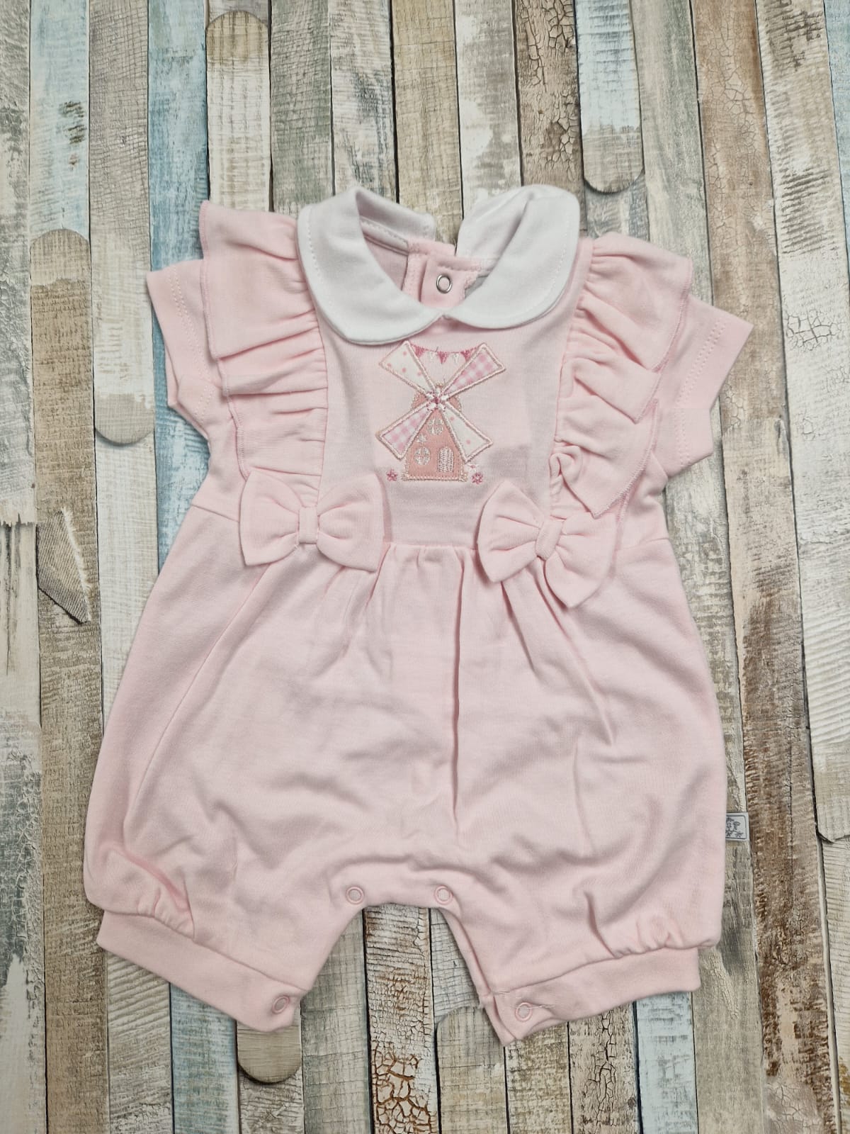 Baby Girls Pink Windmill Design Romper