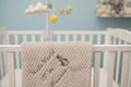 Personalised Hello World Taupe Waffle Blanket/Wrap With Embroidered Gold Rabbit Design