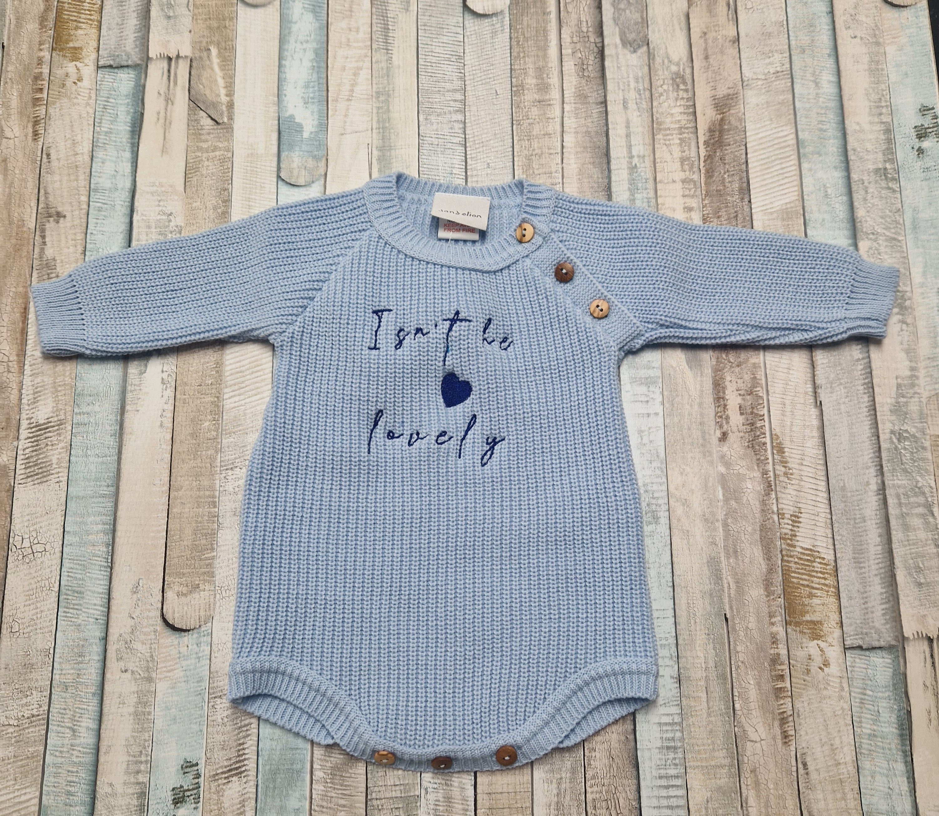 Baby Boys Blue Isn't He Lovely Long Sleeved Romper