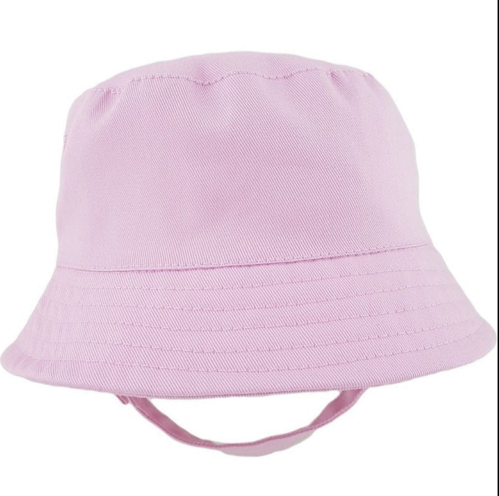 Personalised Baby Girls Pink Bucket Hat With Chin Strap