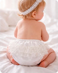 Baby Girls Cream Satin Frilly Pants