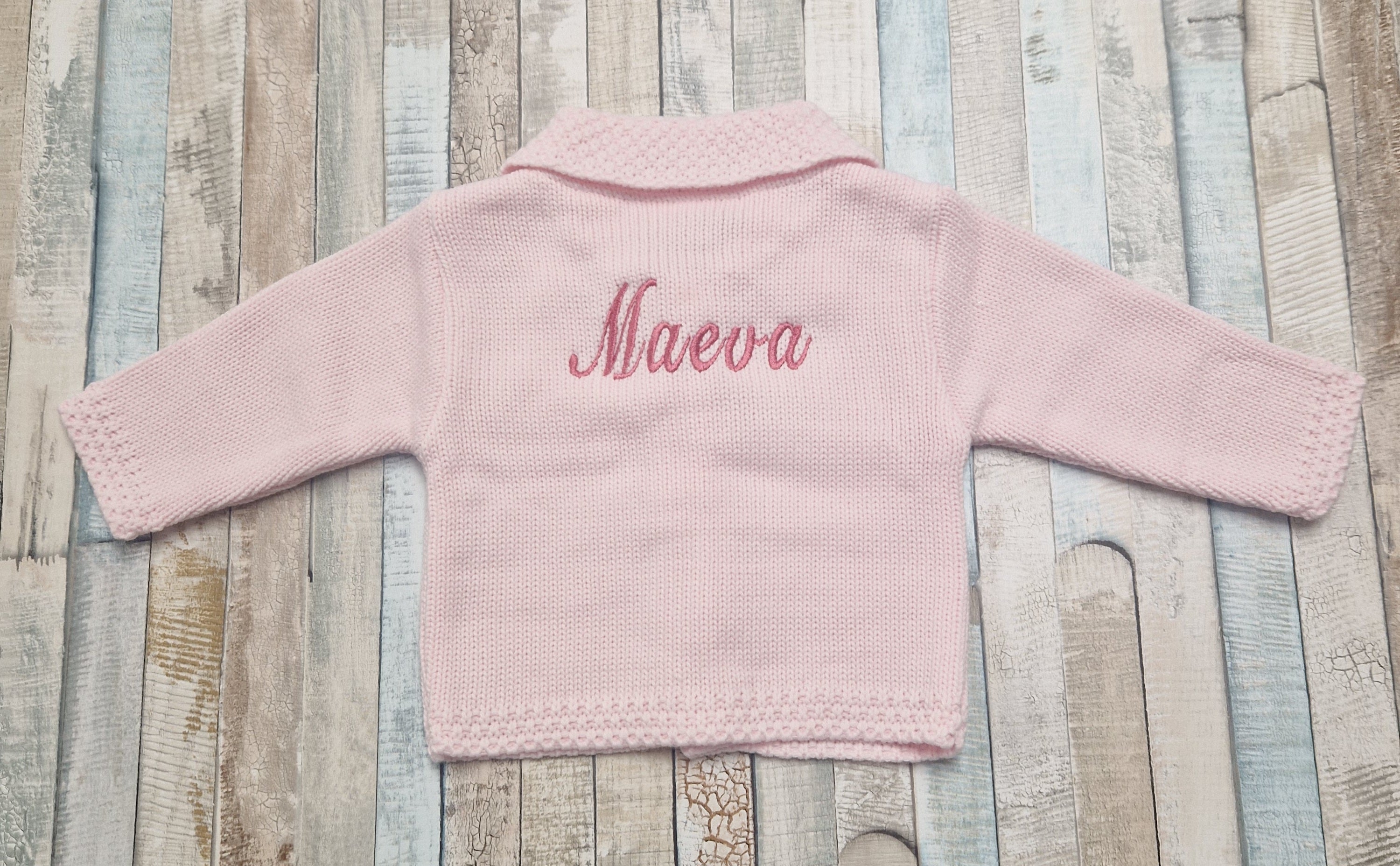 Personalised Pink Baby Girls Cardigan With Collar
