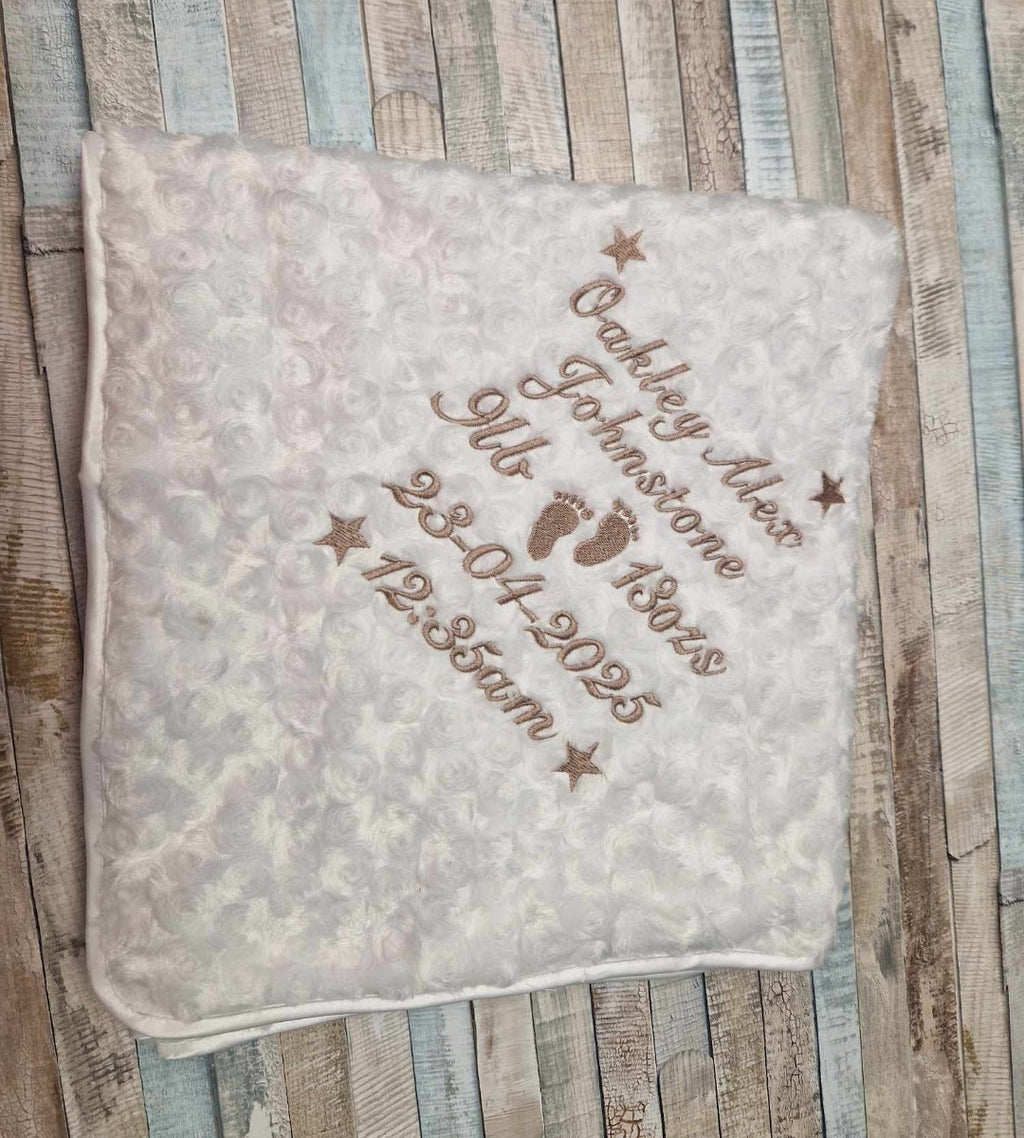 Personalised Baby Name, Time, Date Of Birth & Weight "Soft Rose" Wrap