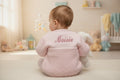 Personalised Baby Girls Pink Pearl Flower Matinee Cardigan