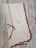Unisex Baby White Knitted Shawl With Red Satin Ribbon Bow