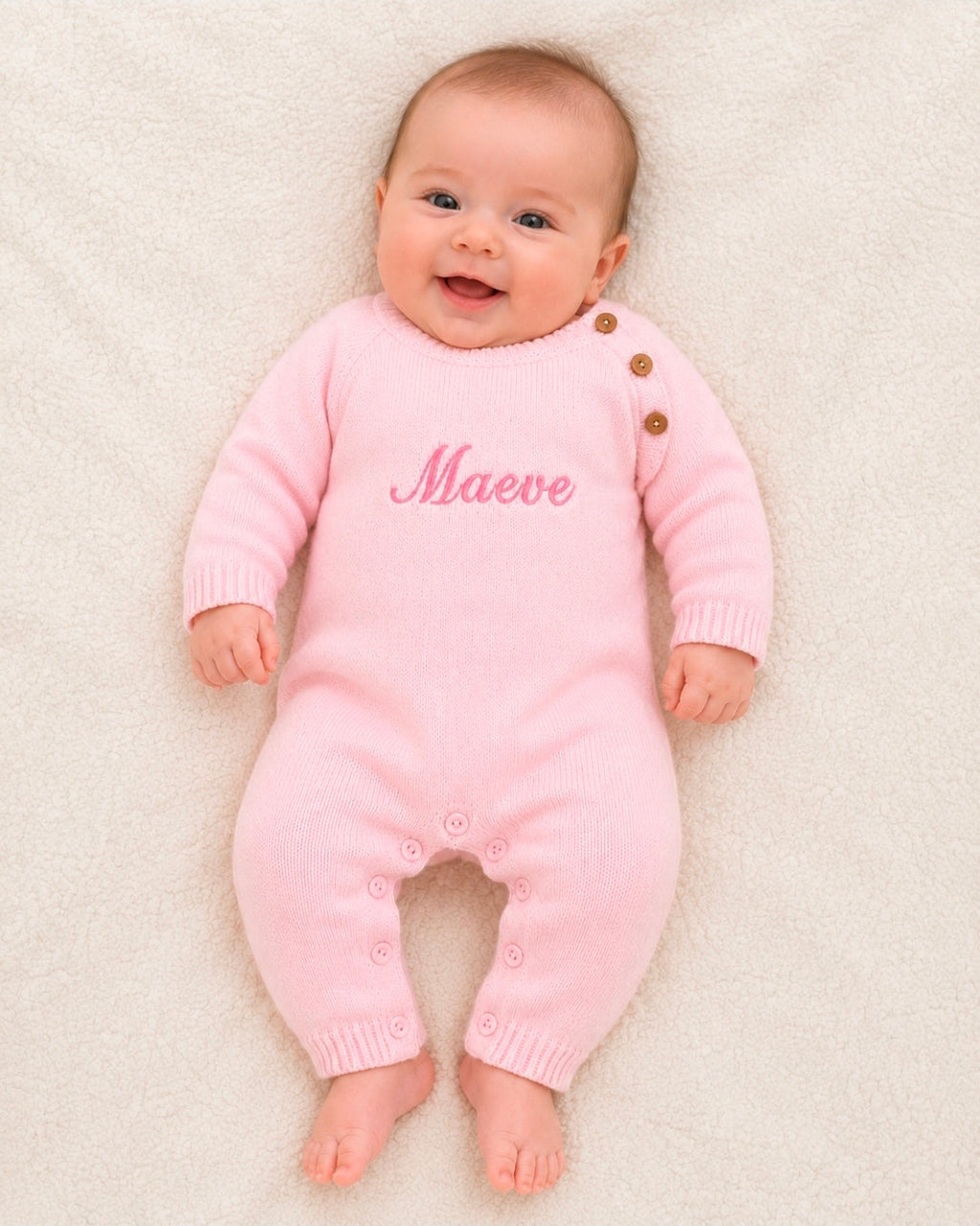 Baby Girls Pink Personalised All in one Footless Romper
