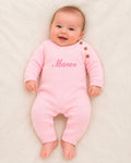Baby Girls Pink Personalised All in one Footless Romper