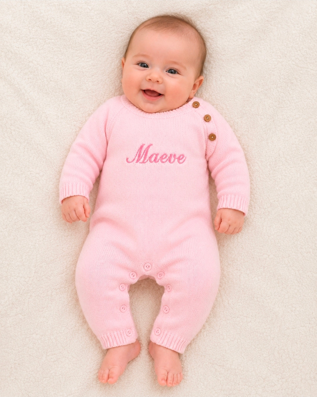 Baby Girls Pink Personalised All in one Footless Romper