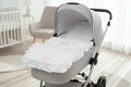 Baby Girls White Frill 2 Pink Satin Bow Pram Set