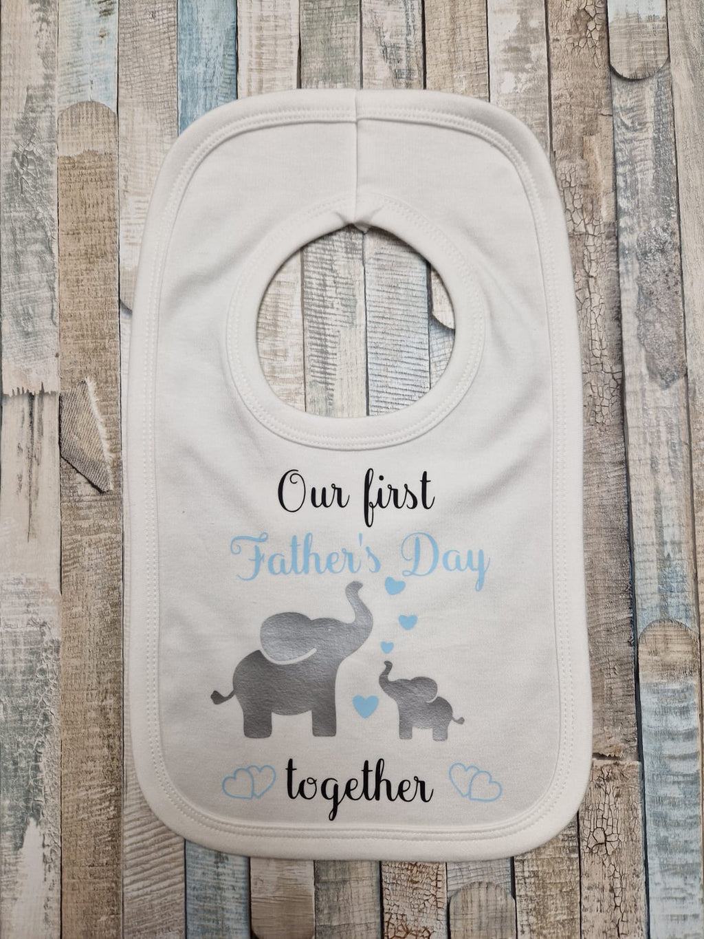 Our First Father's Day Together Elephant Design Baby Boys Bib