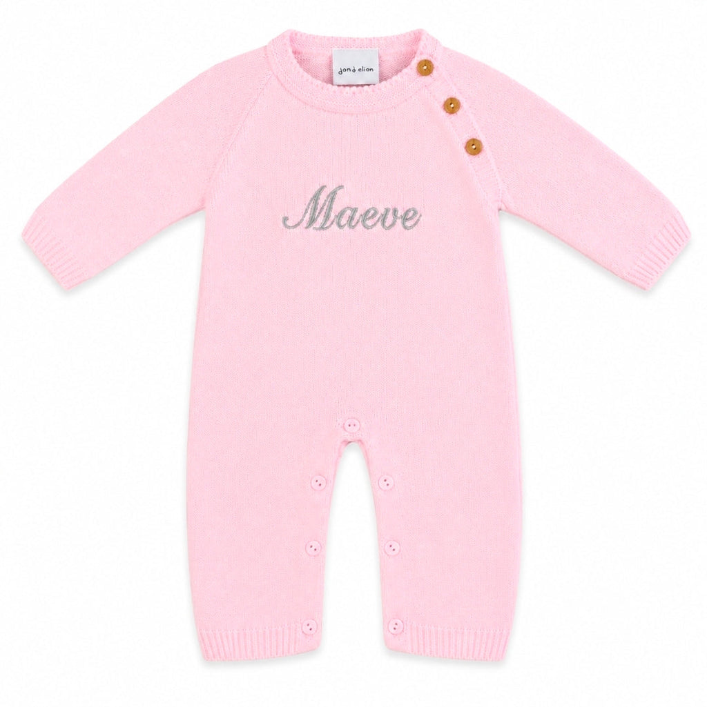 Baby Girls Pink Personalised All in one Footless Romper