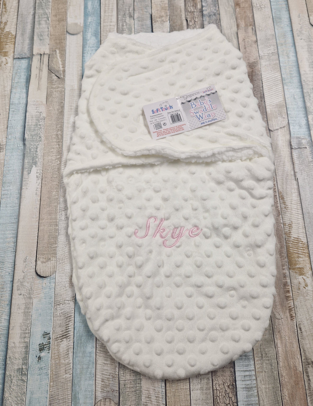 Personalised Unisex Baby White Bubble Design Swaddle Wrap