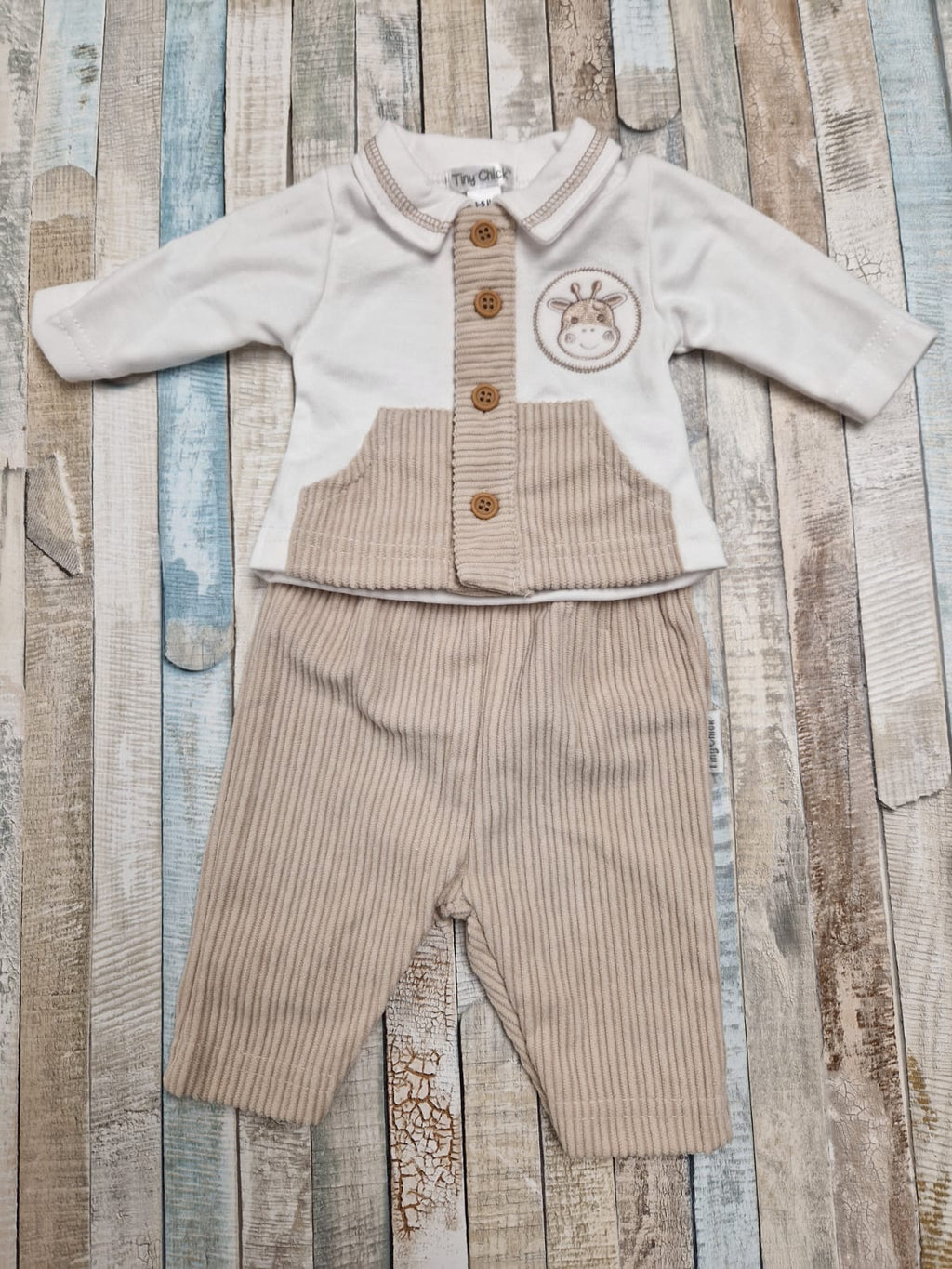 Premature Baby Beige And Cream 2 Piece Giraffe Set