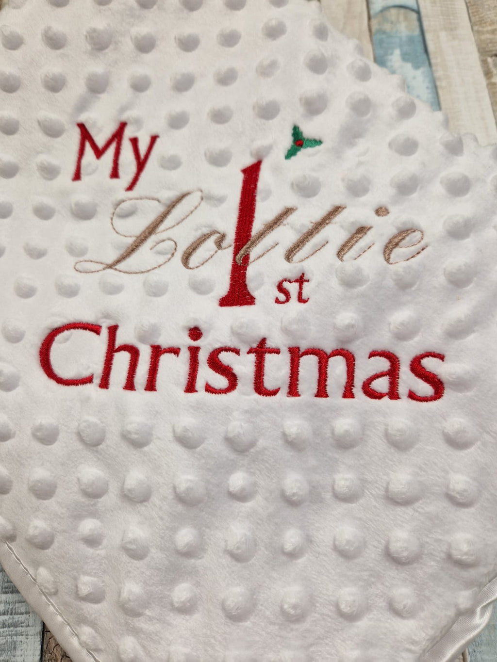 Baby 1st Christmas Personalised White Dimple Wrap