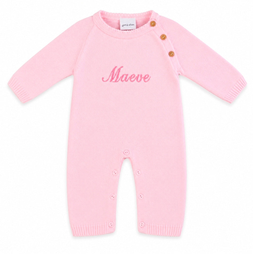 Baby Girls Pink Personalised All in one Footless Romper