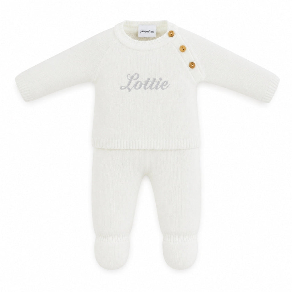 Baby Unisex White Personalised 2 Piece Set