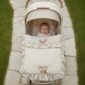 Unisex Baby Beige 2 Satin Bow Pram Set